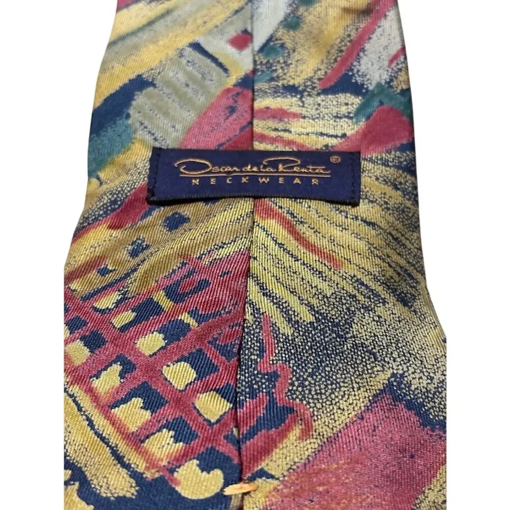 Vintage‎ Oscar de la Renta 100% Silk Abstract Print Tie